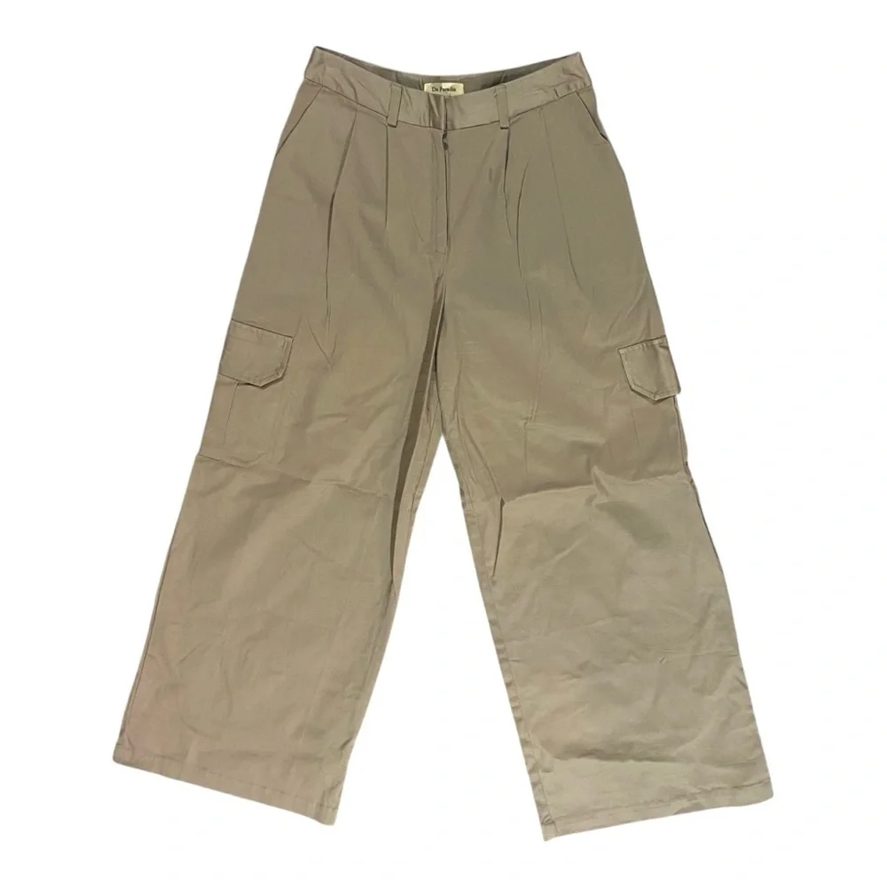 Anthropologie Du Paradis Wide Leg Cargo Pants Khaki Sz XS - Picture 3 of 8